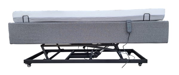 Electric Bed Adjustable Timber Single HI-LO Assistive Bed with Remote Control and Memory Foam Mattress