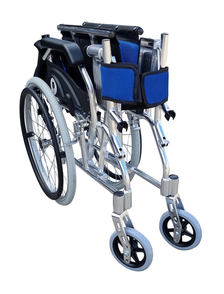 Light Manual Compact Aluminium Wheelchair with Foldable Backrest and Attendant Handbrakes-FREEWHEELS