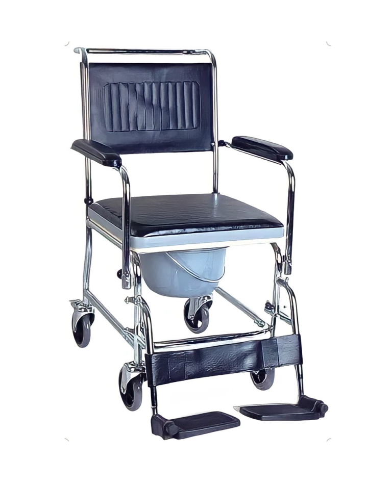Portable Shower Toilet Transfer Commode 4 wheel Adjustable Folding Patient wheelchair