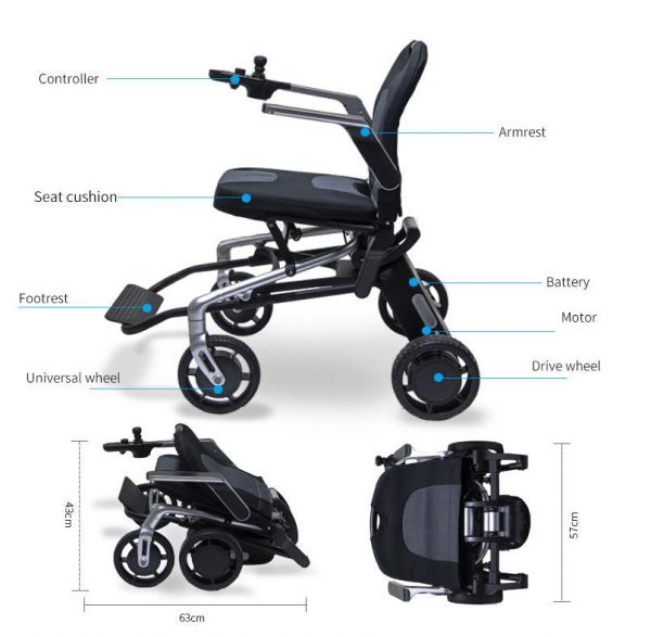 Lightweight Power wheelchair Foldable 4 wheel Electric Wheelchair-CONCORD