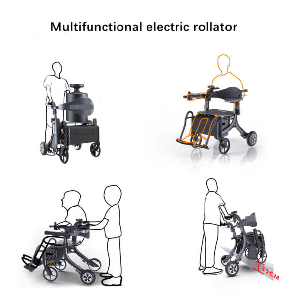 Power Rollator Aluminium Walking Frame with Corded Remote Control-The STELLAR