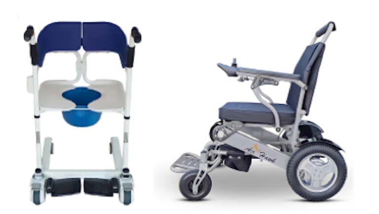 Transfer Commode and Over Toilet Wheelchair-iMOVE Plus Air Hawk Electric Folding Wheelchair-Sale Package Deal